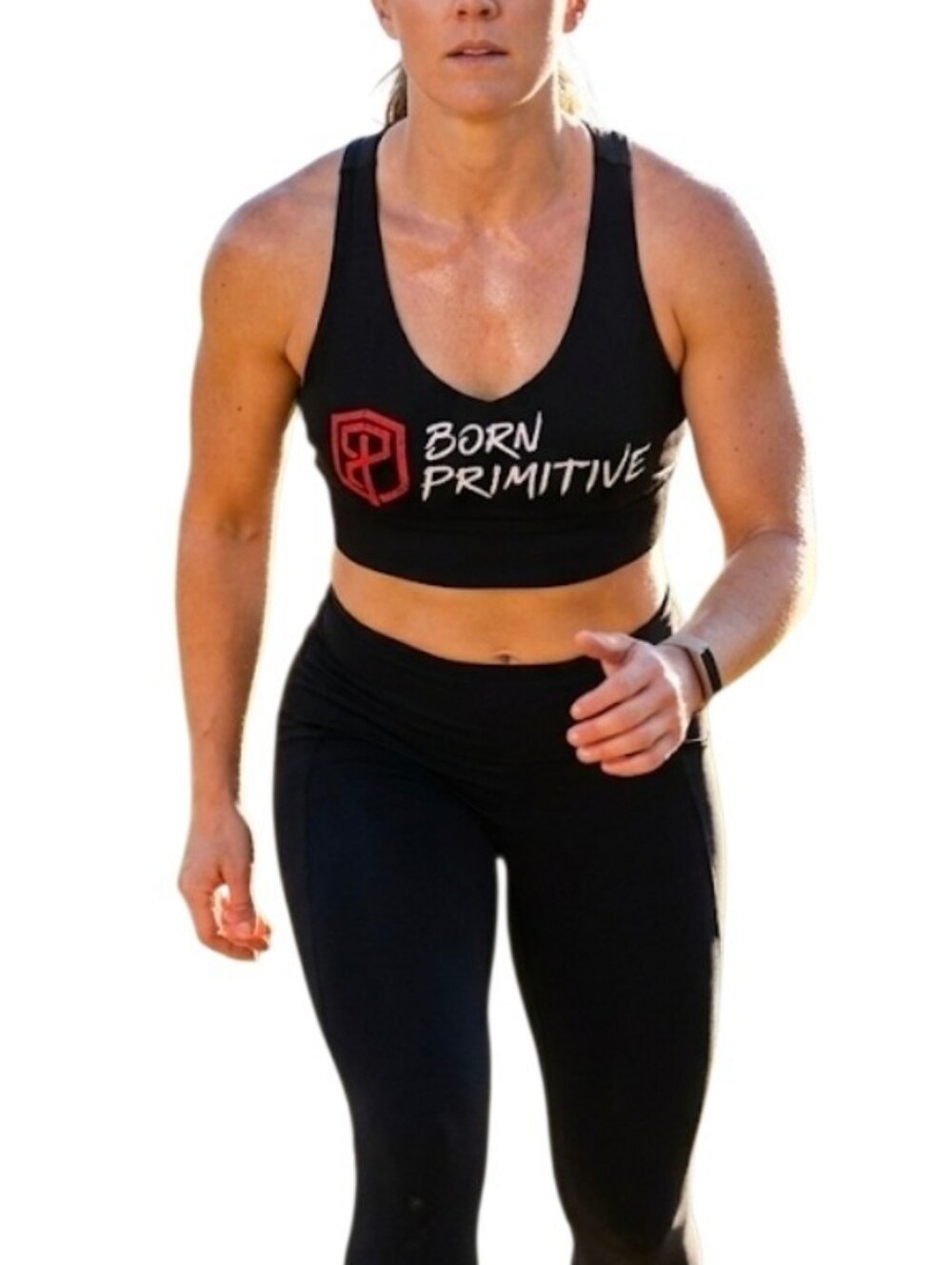 Born Primitive Activewear Sports Bra Size XL Black Graphic Crisscross Mesh Back